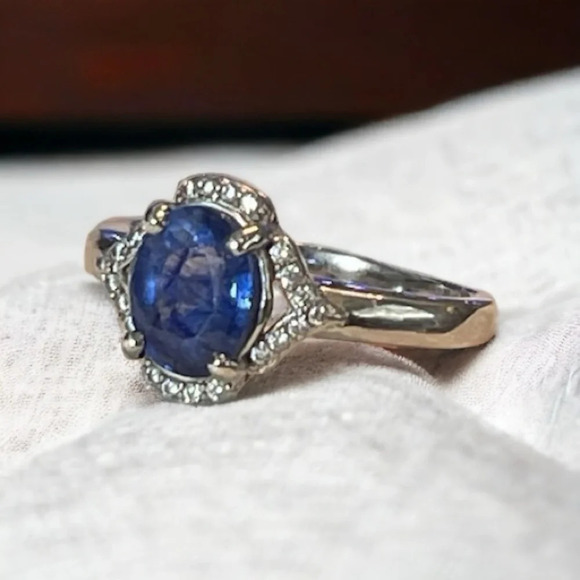 Natural Ceylon Sapphire Sterling Silver Ring (6.75) - Picture 1 of 12